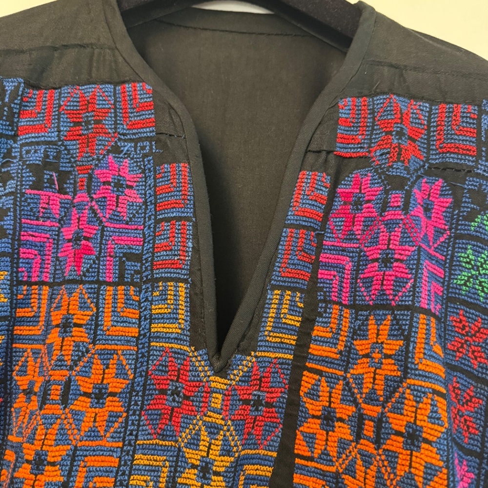 rare vintage Bedouin wedding/thobe dress, hand embroidery on cotton size XL - Picture 4 of 15